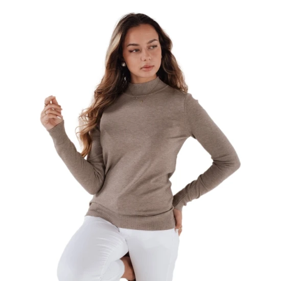 Moteriškas tamsiai rusvas megztinis Lena Moteriški megztiniai