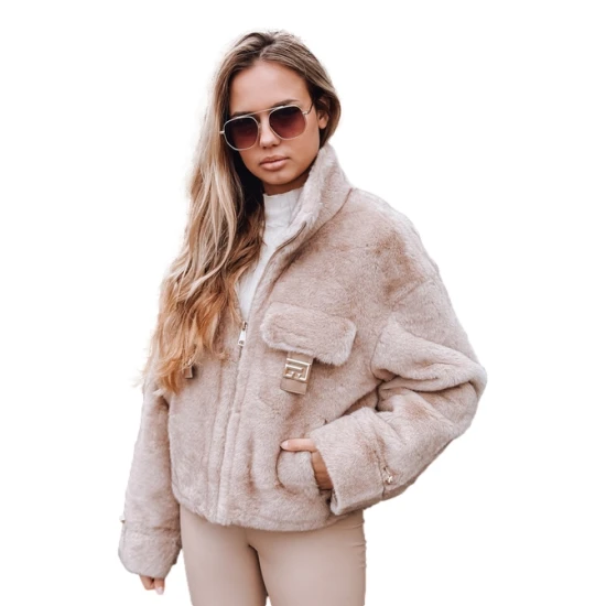 Moteriškas rusvas trumpas kailinis paltas Ariel Moteriškos striukės