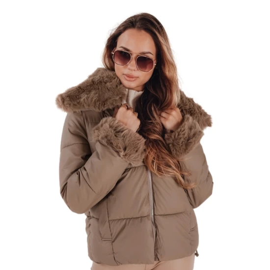 Moteriška ruda trumpa striukė su kailiu Flora Moteriškos striukės