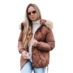 Moteriška ruda žieminė striukė su gobtuvu Mari