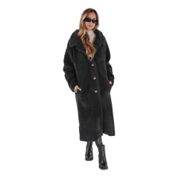 Moteriškas ilgas juodas žieminis paltas Fabio