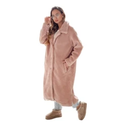 Moteriškas ilgas rožinis žieminis paltas Fabio