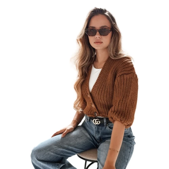 Moteriškas rudas megztinis Lorel Moteriški megztiniai