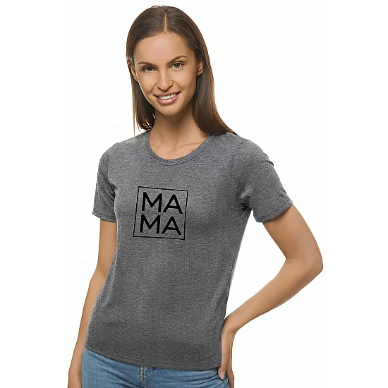 Moteriški tamsiai pilki marškinėliai MAMA (juoda)