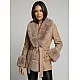 Breda Women's Brown Coat with Fur Trim