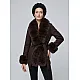 Breda Women's Dark Brown Coat with Fur Trim