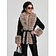 Breda Women's Black Coat with Tan Fur Trim