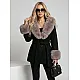 Mika Women's Black Coat with Fur Trim
