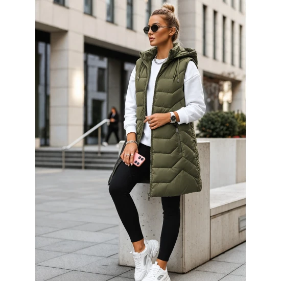 Moteriška tamsiai žalia dygsniuota liemenė Foxy Moteriškos liemenės