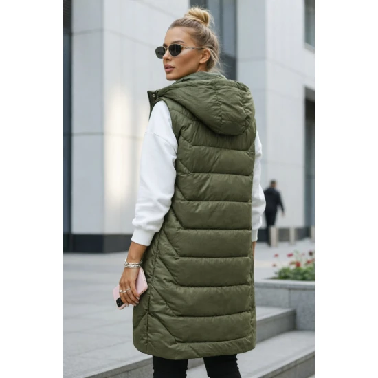 Moteriška tamsiai žalia dygsniuota liemenė Foxy Moteriškos liemenės