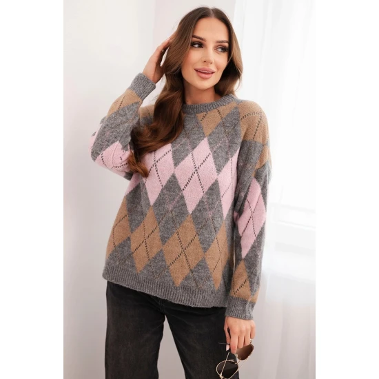Moteriškas pilkas megztinis Romb