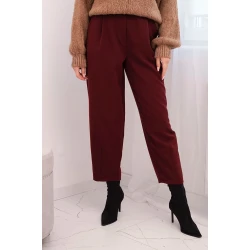 Moteriškos bordo spalvos aukštu liemeniu kelnės Lori