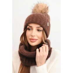 Moteriška rudos spalvos kepurė ir šalikas Nora