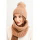Moteriška šviesiai rudos spalvos kepurė ir šalikas Nora