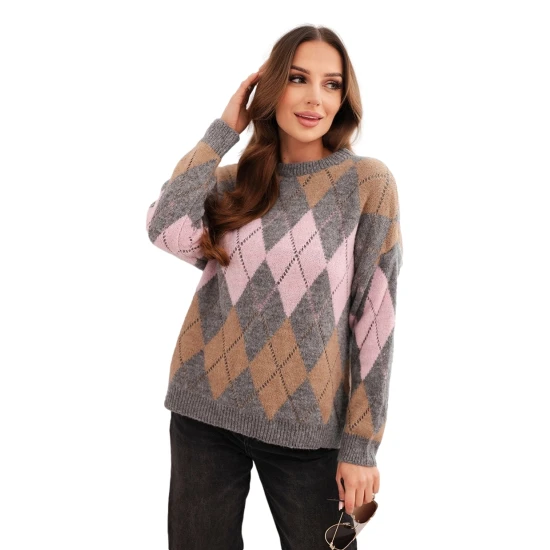 Moteriškas pilkas megztinis Romb
