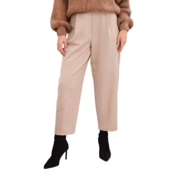 Moteriškos rusvos spalvos aukštu liemeniu kelnės Lori