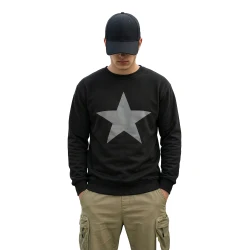 Vyriškas juodas džemperis be gobtuvo Star