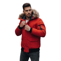 Bomber stiliaus žieminė raudona vyriška striukė Lemor