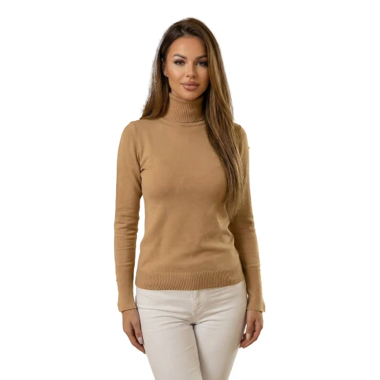 Moteriškas šviesiai rudas megztinis su golfu Vestin