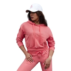 Moteriškas rožinės spalvos džemperis su gobtuvu Trend