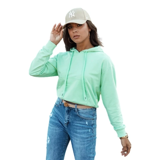 Moteriškas mėtinės spalvos džemperis su gobtuvu Trend