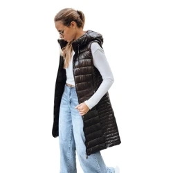 Moteriška juoda liemenė su gobtuvu Warm