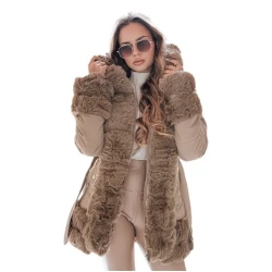 Moteriška ruda striukė su kailiu City