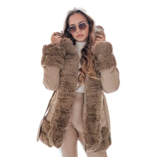 Moteriška ruda striukė su kailiu City