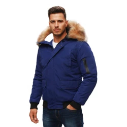 Bomber stiliaus žieminė tamsiai mėlyna vyriška striukė Lemor