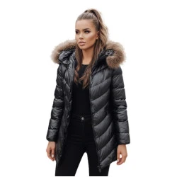 Moteriška žieminė juoda striukė Premium