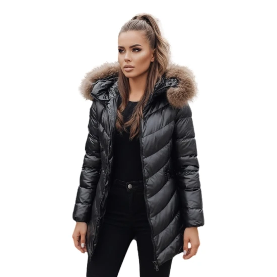 Moteriška žieminė juoda striukė Premium