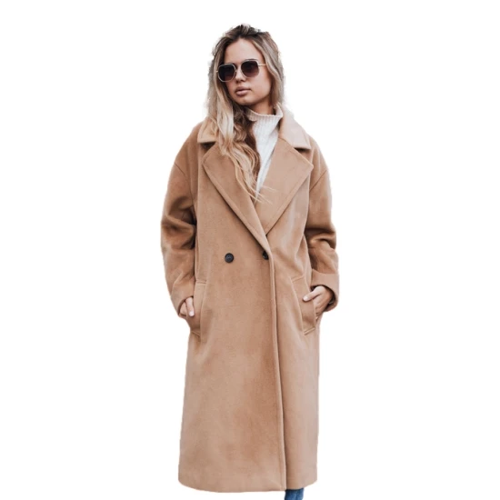 Moteriškas laisvo kirpimo rudas paltas Wild