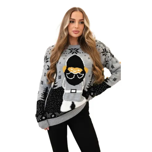 Women's grey Christmas jumper Santa