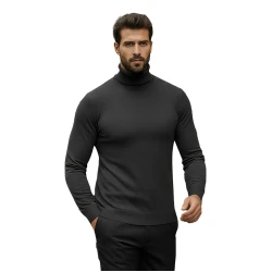 Vyriškas tamsiai pilkas megztinis aukštu kaklu Lenox