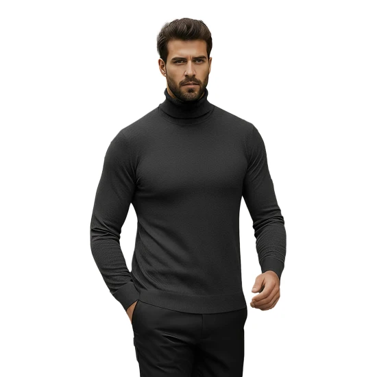 Vyriškas tamsiai pilkas megztinis aukštu kaklu Lenox Megztiniai