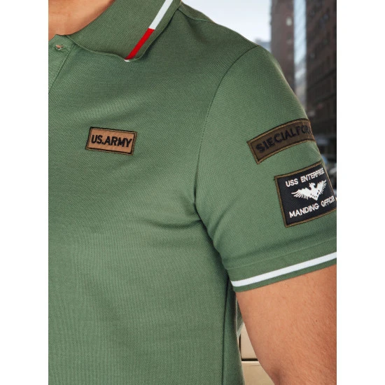 Vyriški polo marškinėliai su lopais žali Dstreet PX0634 PX0634