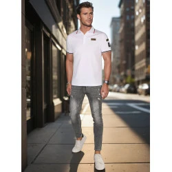 Vyriški polo marškinėliai su lopais balti US Army