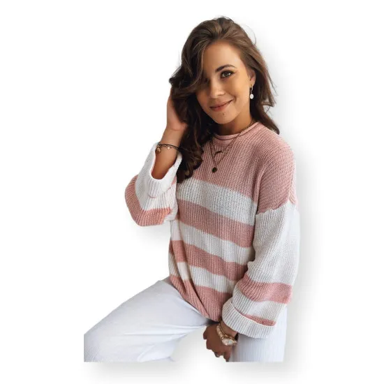 Women's sweater pink-white Dita MY1855