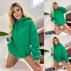 Moteriška tamsiai žalia tunika su gobtuvu Narol