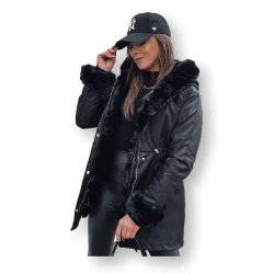 Juoda moteriška striukė su juodu kailiu Arctic