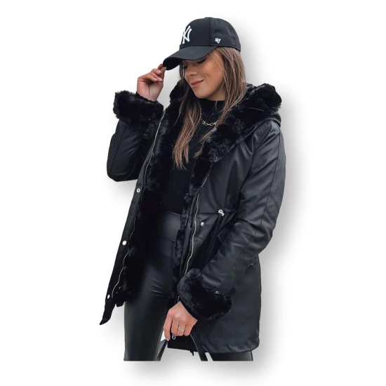 Juoda moteriška striukė su juodu kailiu Arctic TY3986