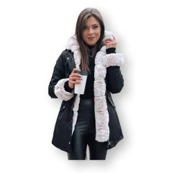 Juoda moteriška striukė su šviesiu kailiu Arctic