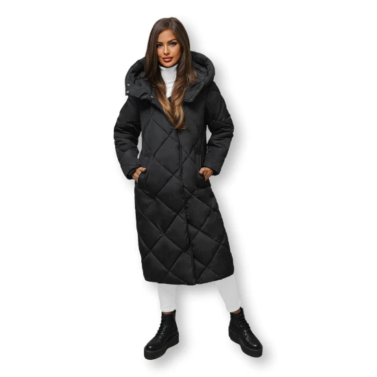 Juoda moteriška dygsniuota žieminė striukė Coco JS/5M3173/392