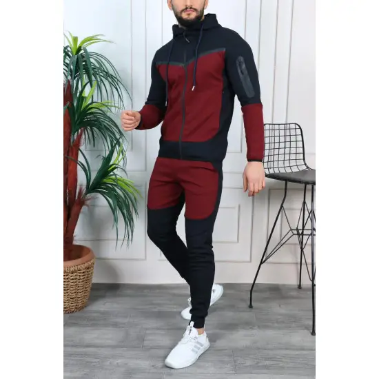 Vyriškas sportinis komplektas juoda - bordo Rener PK3006 Premium