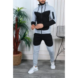 Vyriškas sportinis komplektas šviesiai pilka - juoda Rener