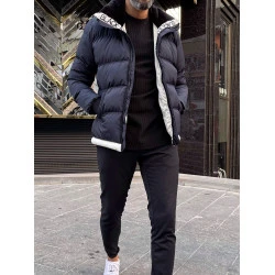 Tamsiai mėlyna vyriška striukė be gobtuvo Tido