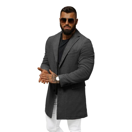 Elegantiškas tamsiai pilkas vyriškas paltas Sugal JB/1047Z