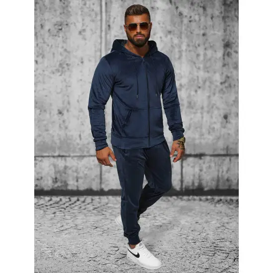 Tamsiai mėlynas vyriškas veliūrinis komplektas Style JS/8C1538 Premium
