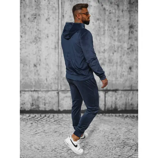 Tamsiai mėlynas vyriškas veliūrinis komplektas Style JS/8C1538 Premium