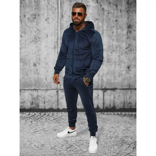 Tamsiai mėlynas vyriškas veliūrinis komplektas Style JS/8C1538 Premium